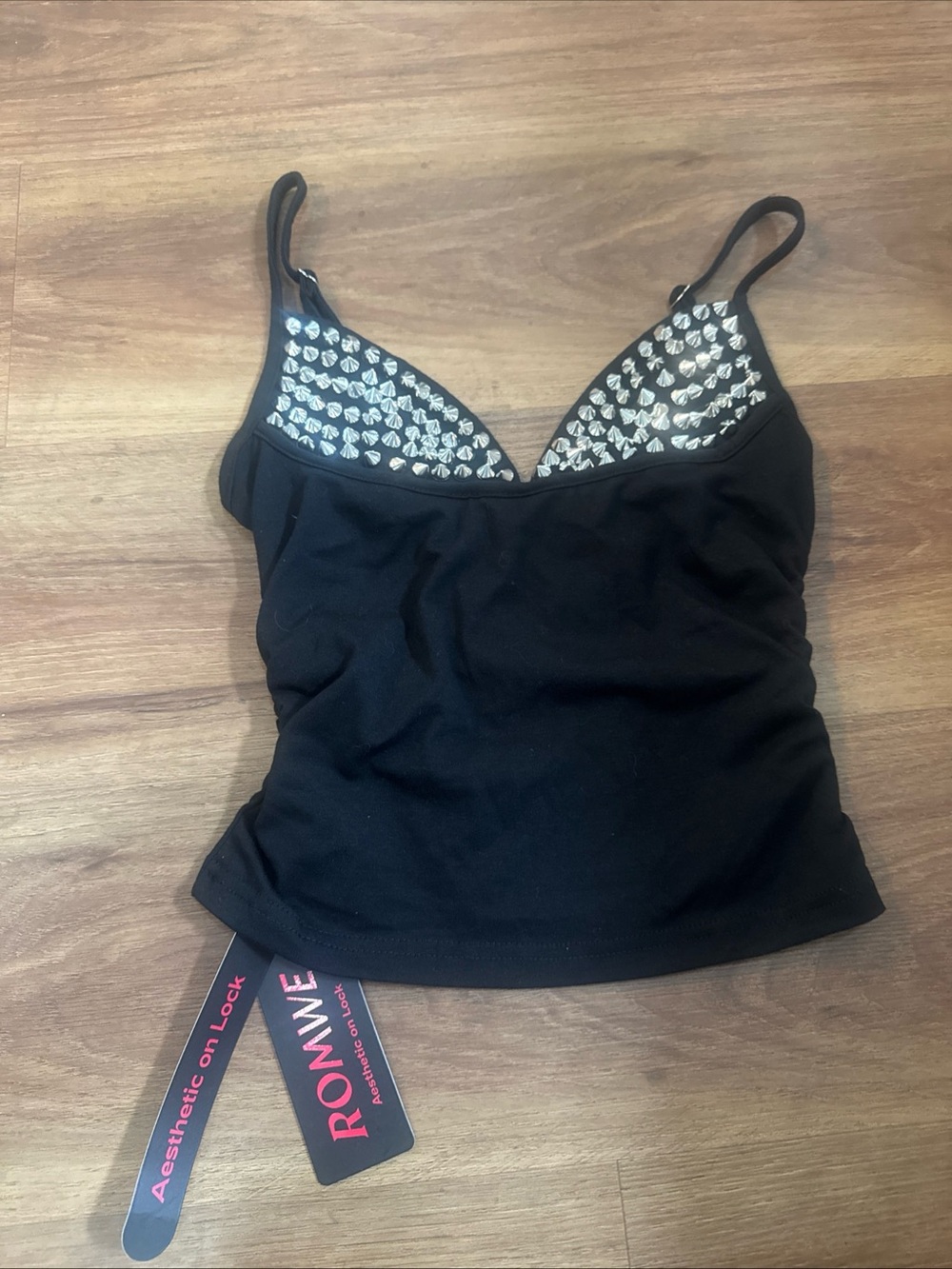 ROMWE Black Silver Studded Tank Spikes New With Tags Size XS
